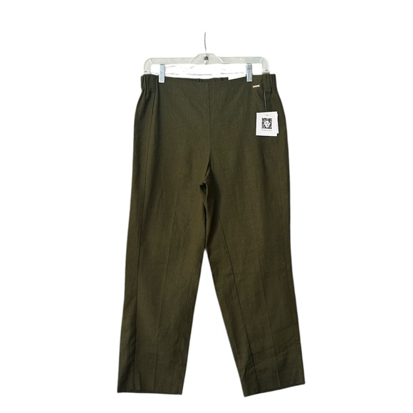 NWT Anne Klein Womens Slim Ankle Pants Elastic Waistband Hunter Green Casual M - Picture 1 of 15